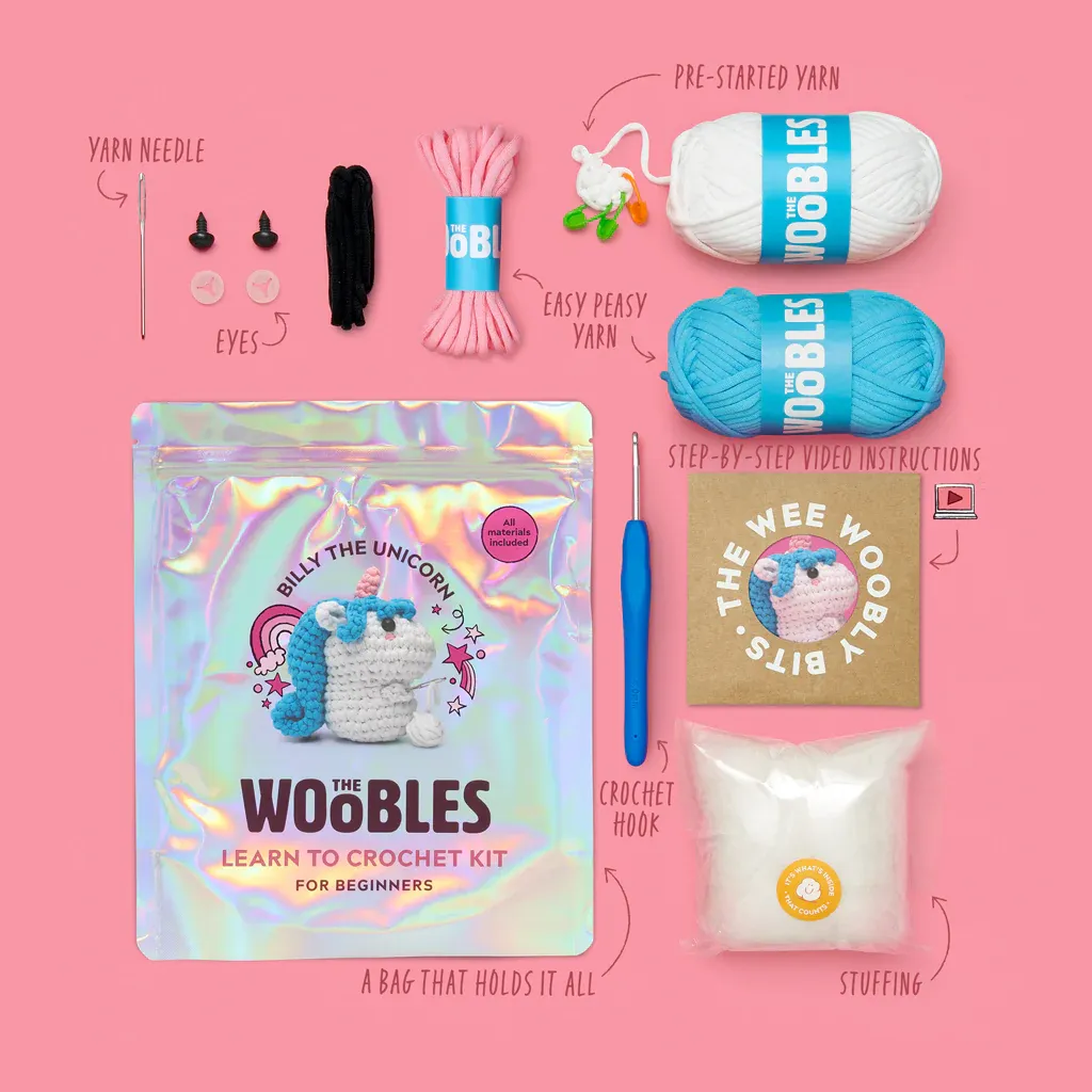 The Woobles Billy the Unicorn Beginner Crochet Kit
