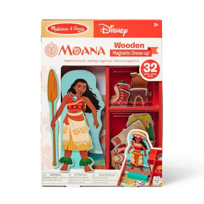 Melissa and Doug Disney Princess Moana Wooden Magnetic Dress-Up Play Set