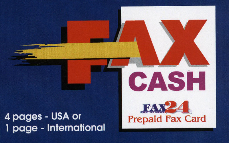 4 pages USA or 1 International Fax Cash Card