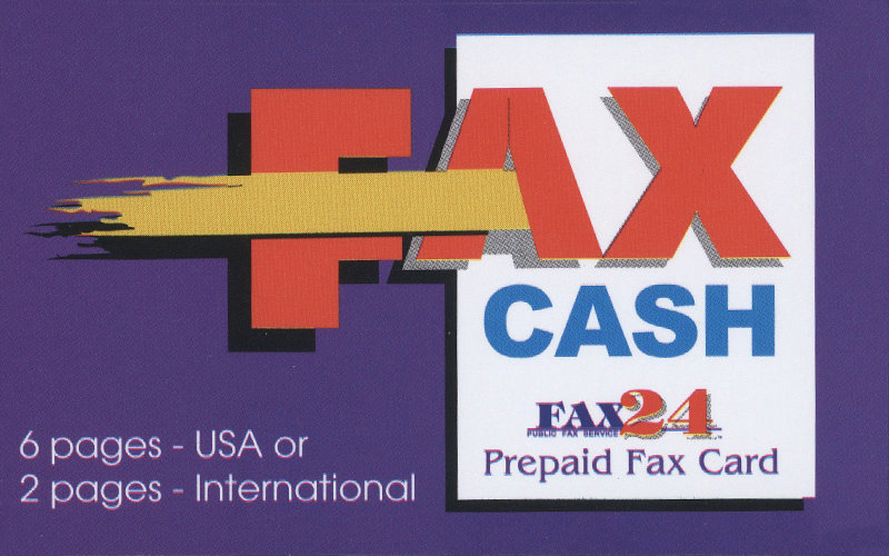 6 pages USA or 2 International Fax Cash Card