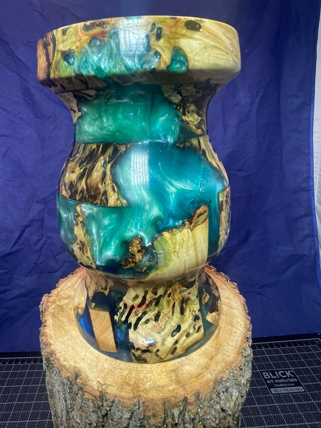 Handmade epoxy resin and burl vase by Manta Wood Creations Rustic Decor