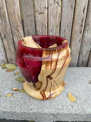 Handcrafted epoxy burl vessel from Manta Wood Creations

