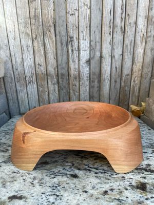 Handmade solid cherry wood footed square bowl - 10.5 inch elegant serving piece

