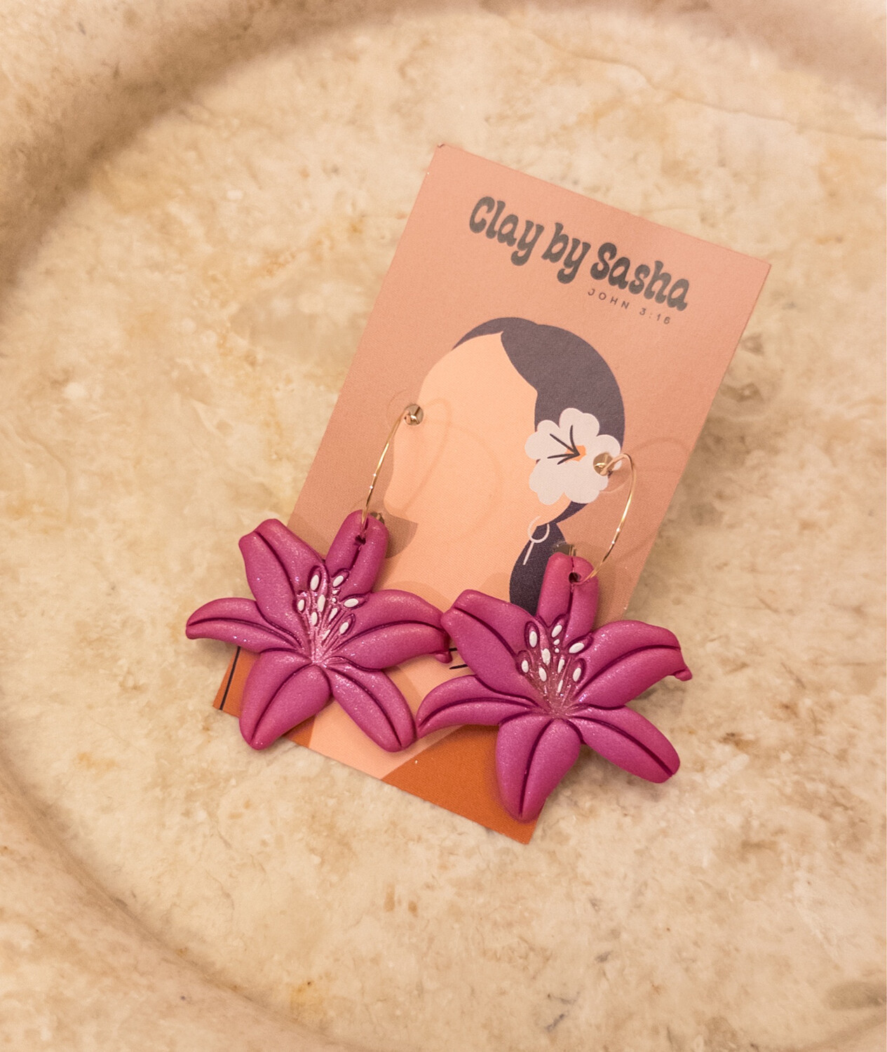 Fuscia Pearl 14K GF Hoops