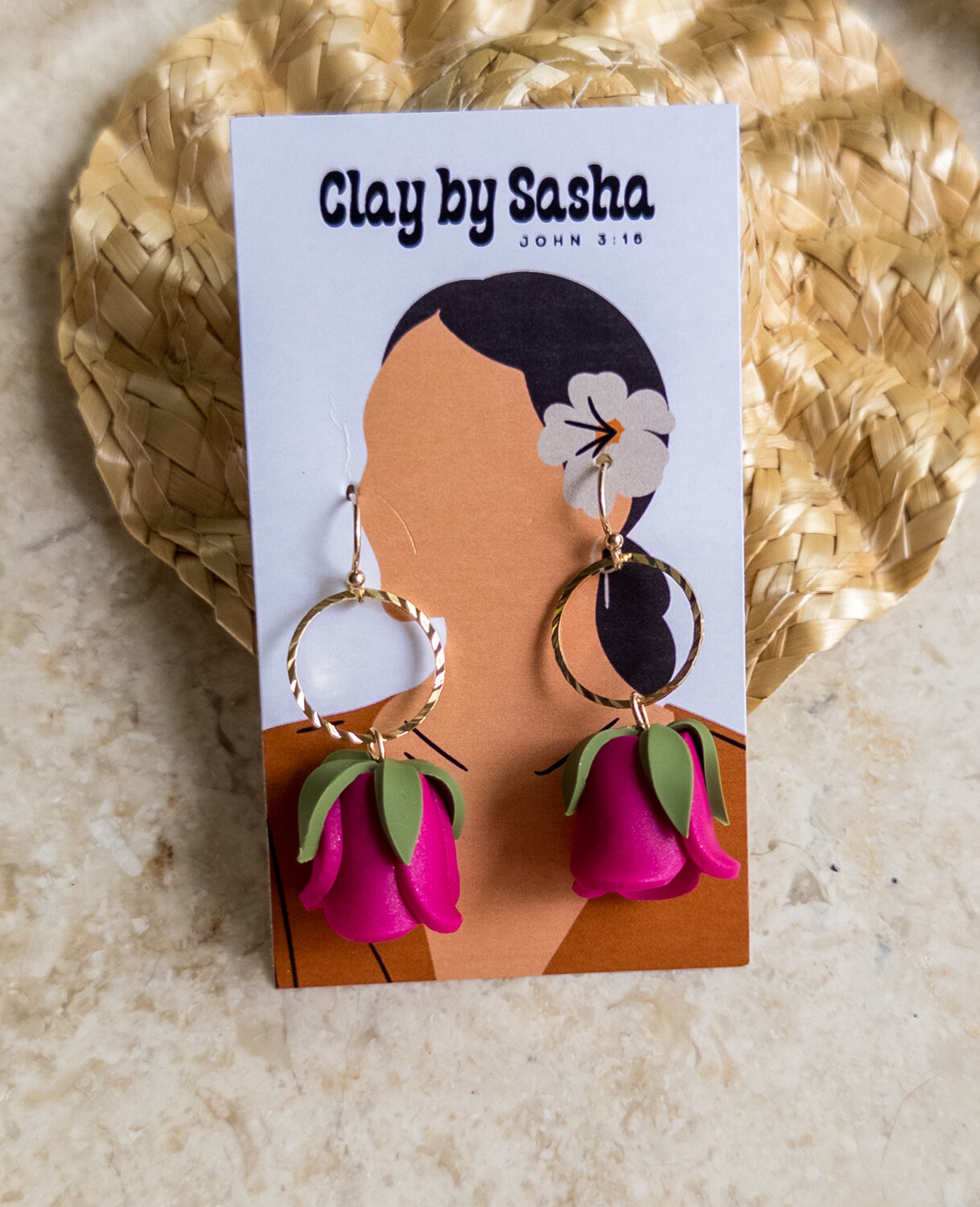 Fuscia Dangle 14k GF Hooks