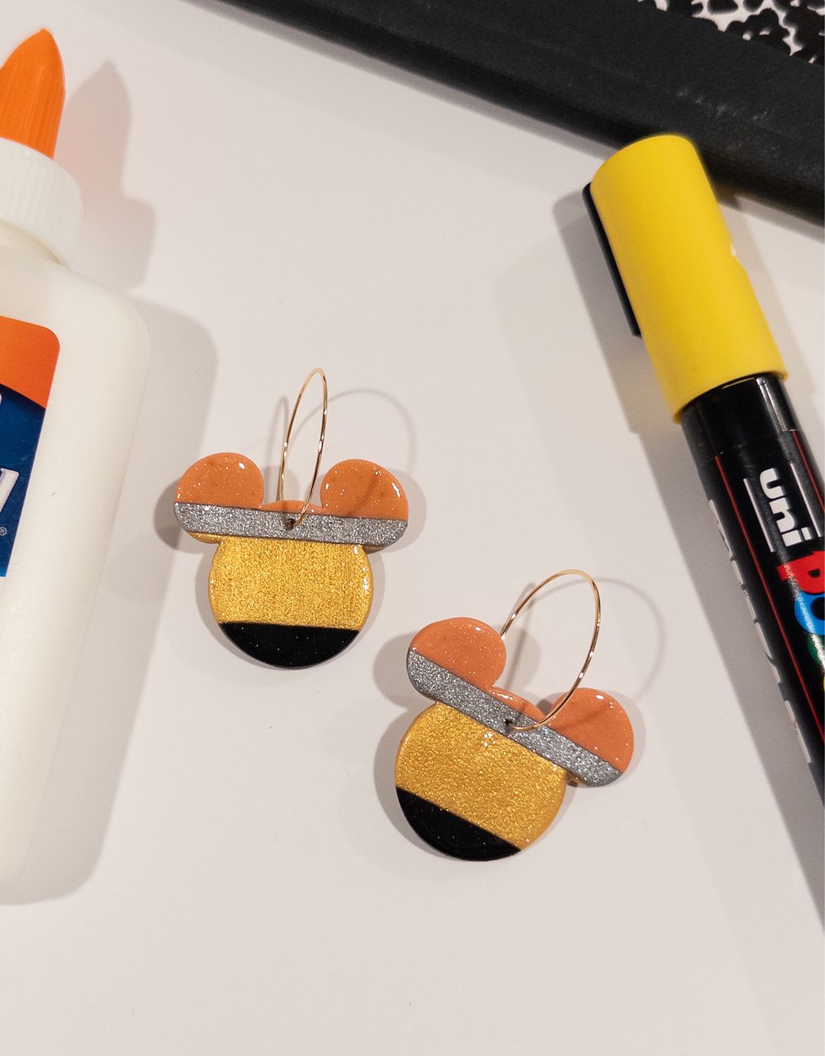 Mickey Pencil 14k Goldfilled Hoops