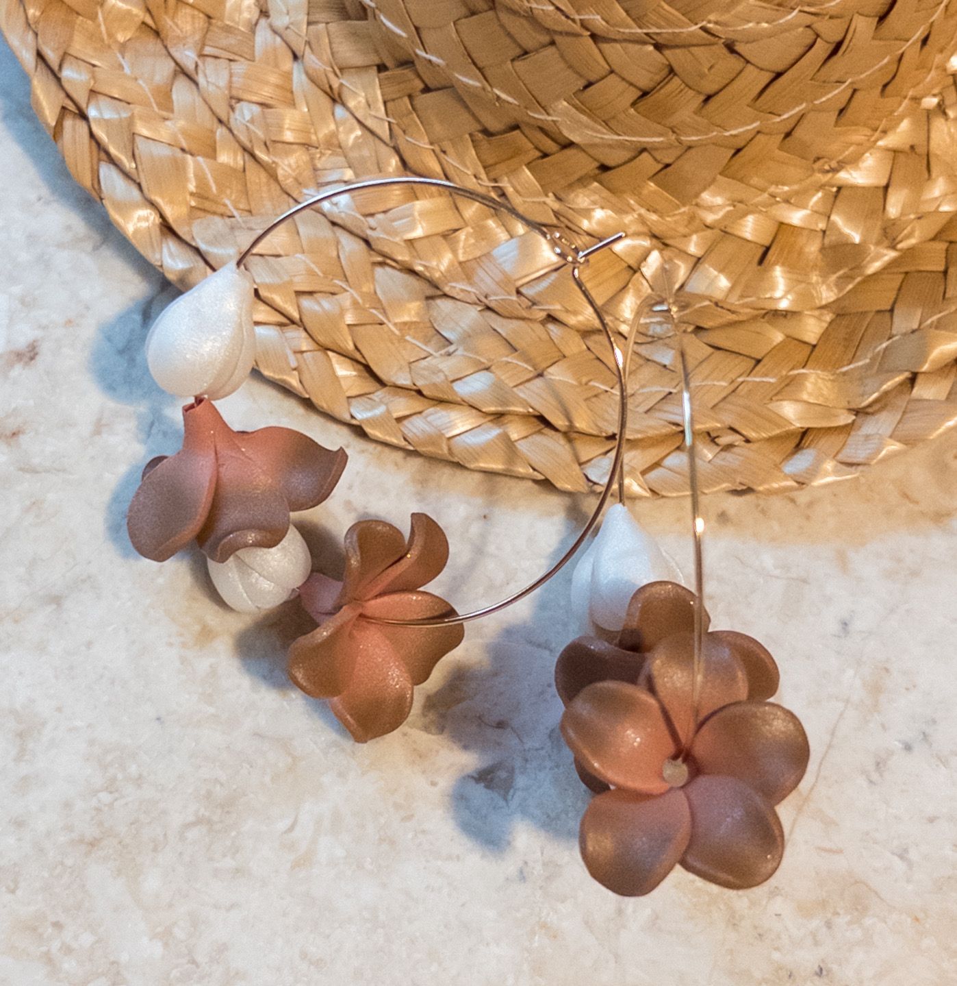 Chocolate Pikake Lei 14k Goldfilled Hoops