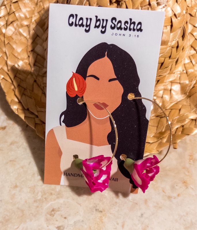 Fuscia Beauty Carnation 14k Goldfilled Hook/Chain