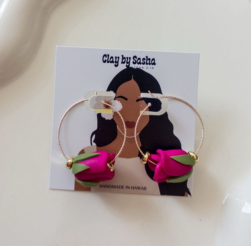Fuscia 14k Goldfilled Hoops