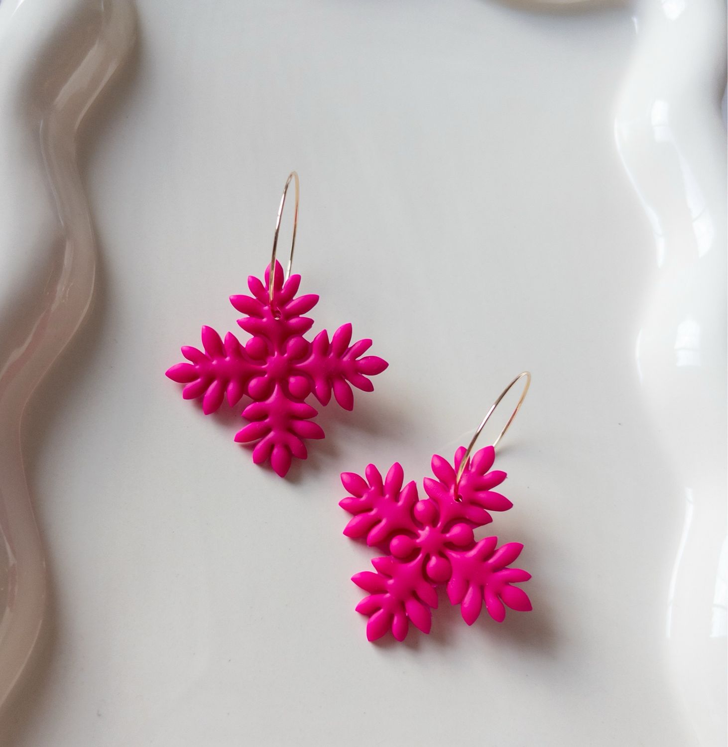 Fuscia Barbie 14k Goldfilled Hoops