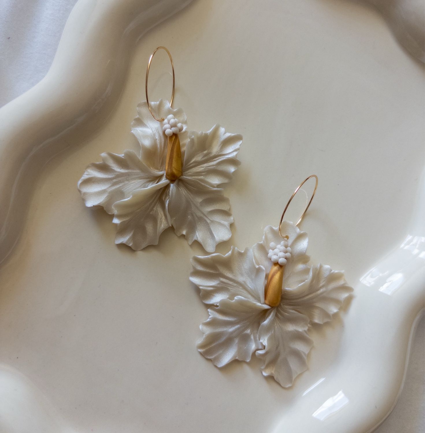 Large Haupia Pearl 14k Goldfilled Hoops