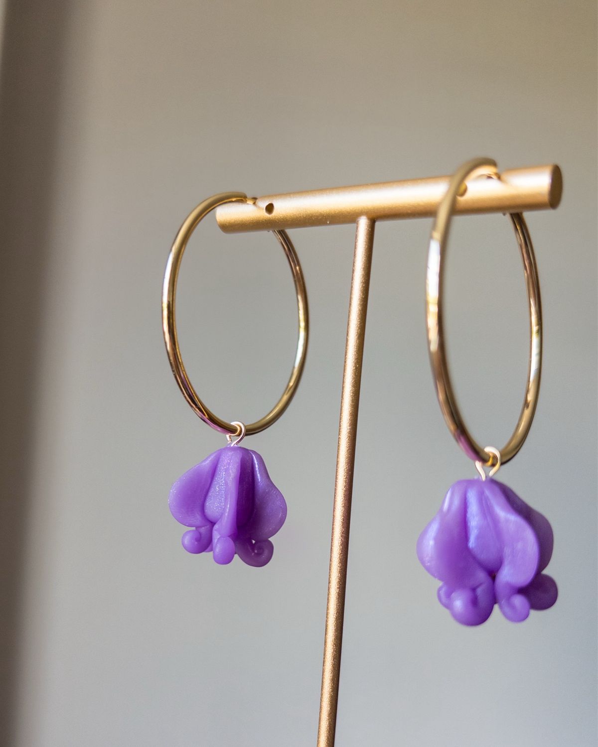 Milky Lilac 18k Goldfilled Large Hoops