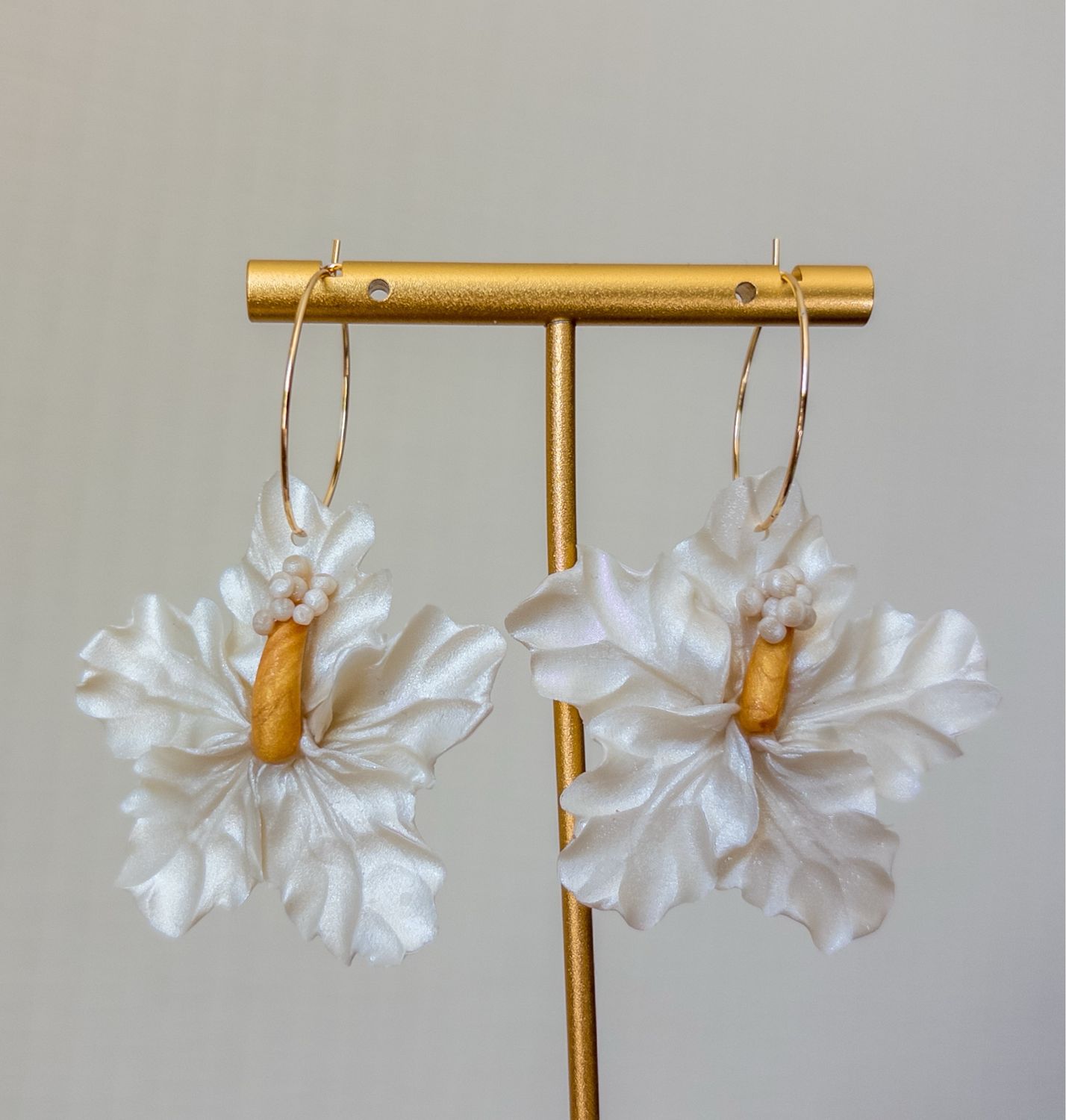 Haupia Pearl Hibiscus 14k Goldfilled Hoops