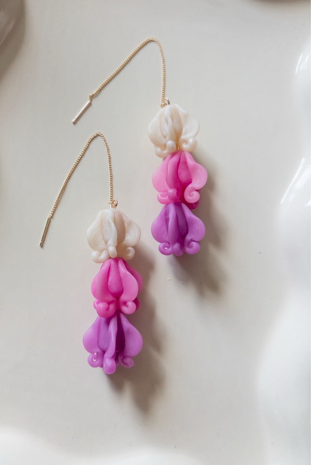 Lilac Milk Ombré 14k Goldfilled Threaders