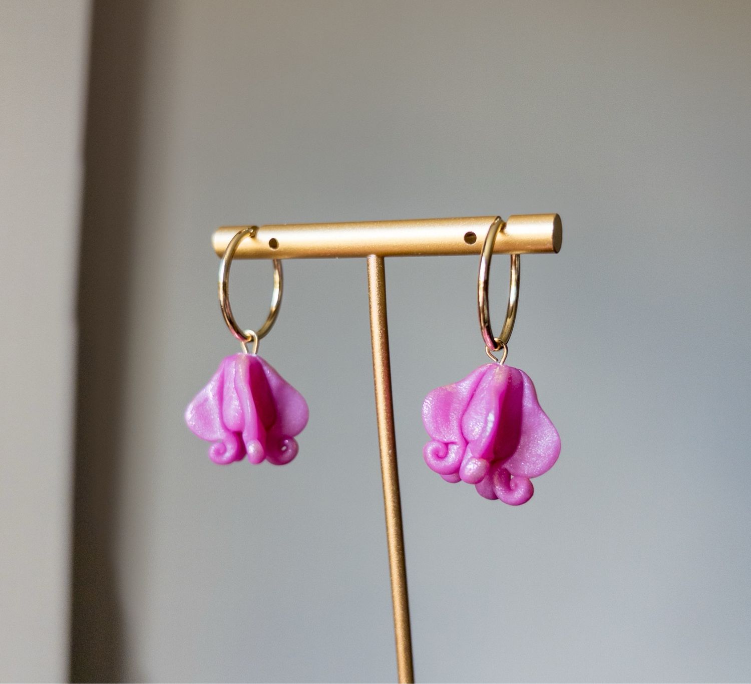 Fuscia Milky 18k Goldfilled Huggie