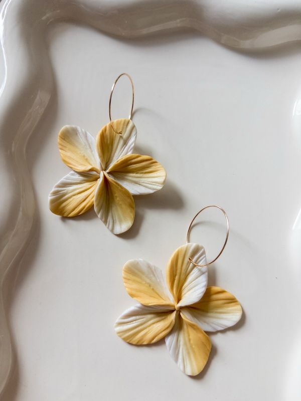 Sunrise Plumeria 14k Goldfilled Hoops