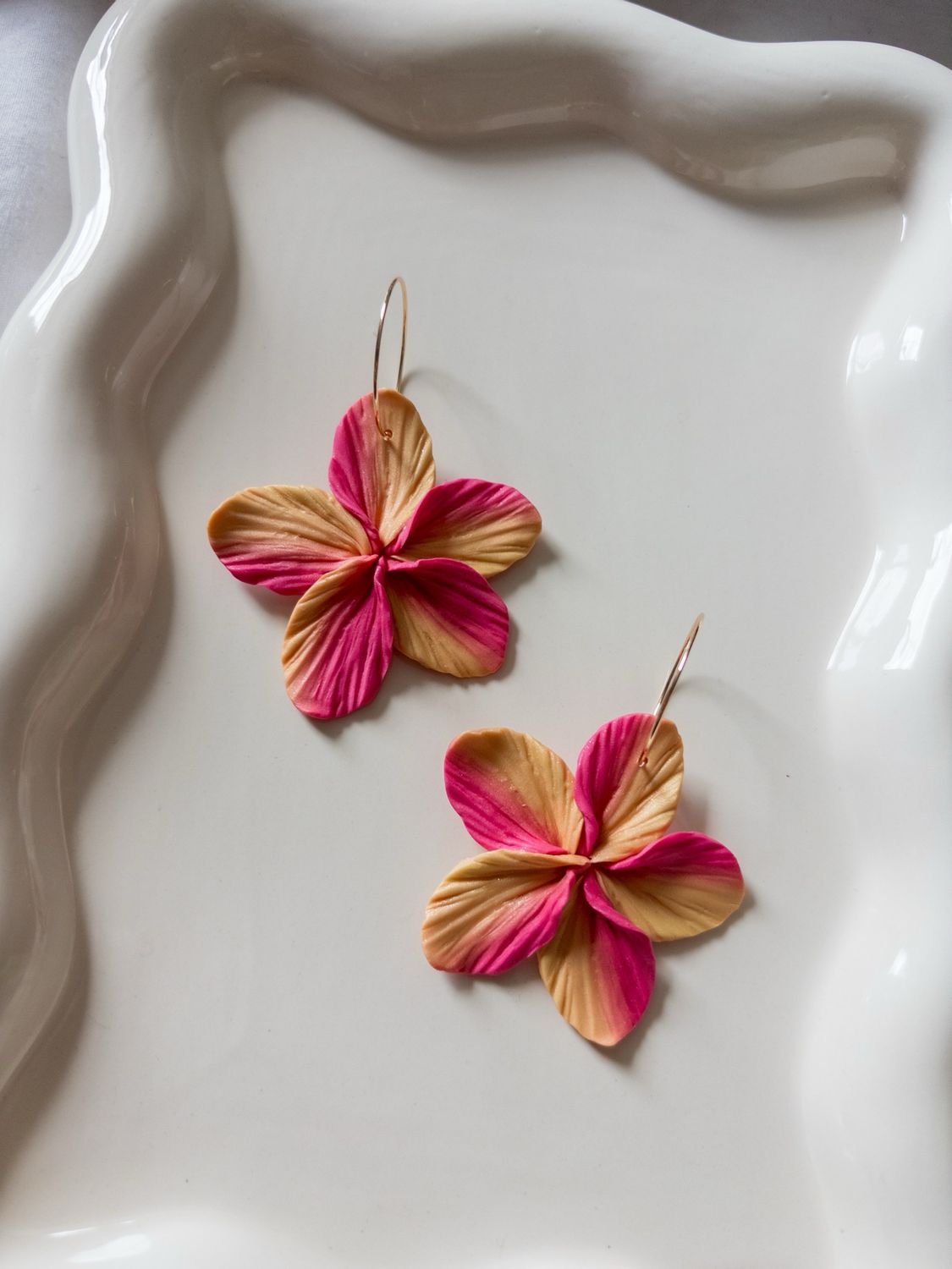 Fuscia Bloom 14k Goldfilled Hoops