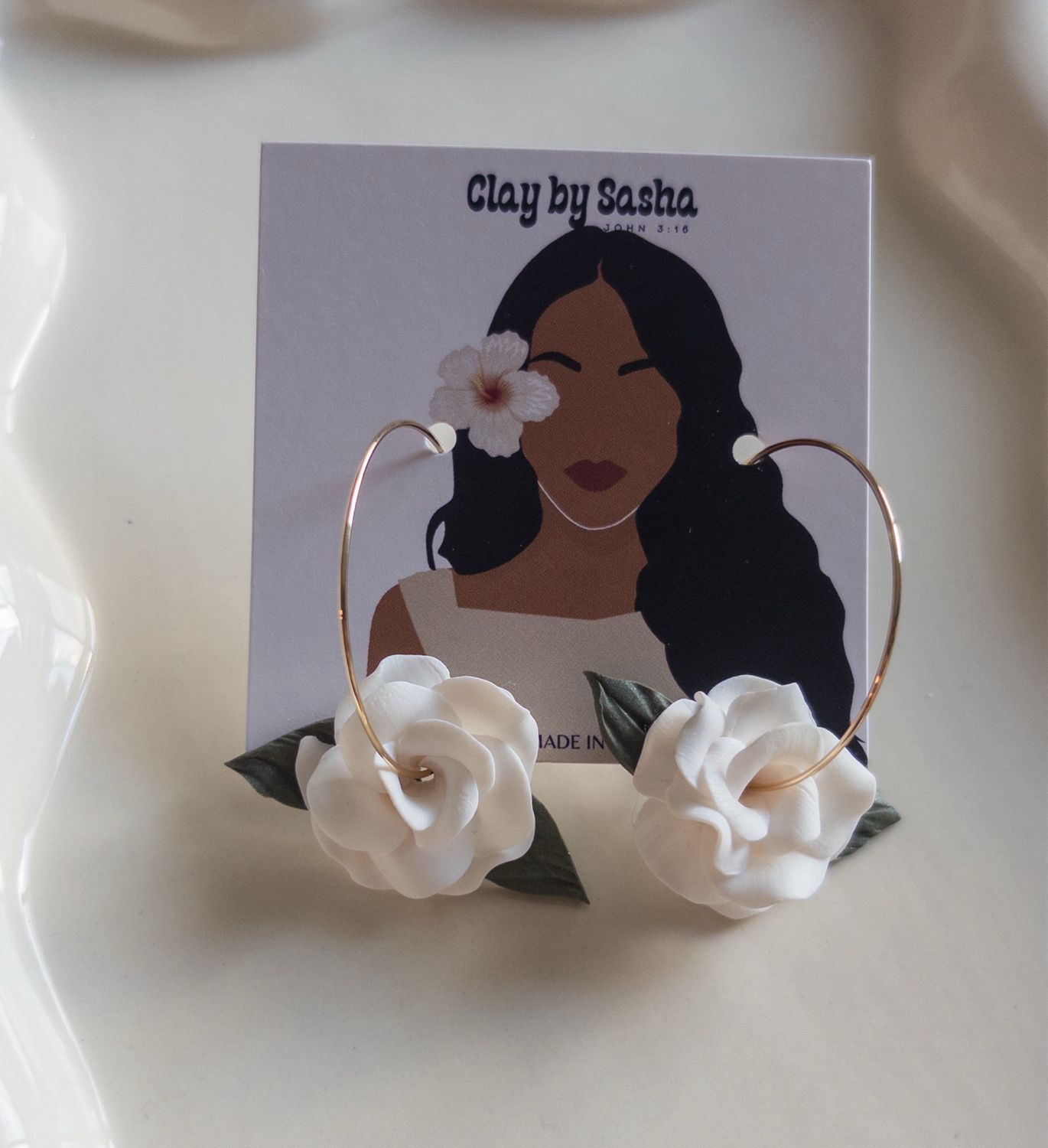 Gardenia Bush 14k Goldfilled Hoops