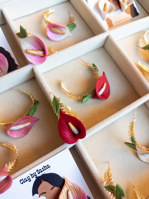Cherry Calla Lilly Hoops