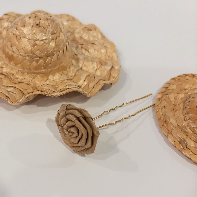 Light Lauhala Rose Hair Pin