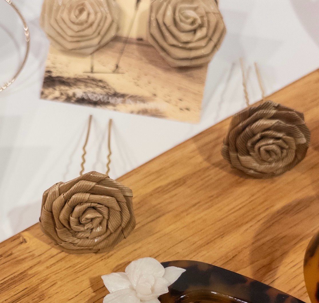 Light Lauhala Rose Hair Pin