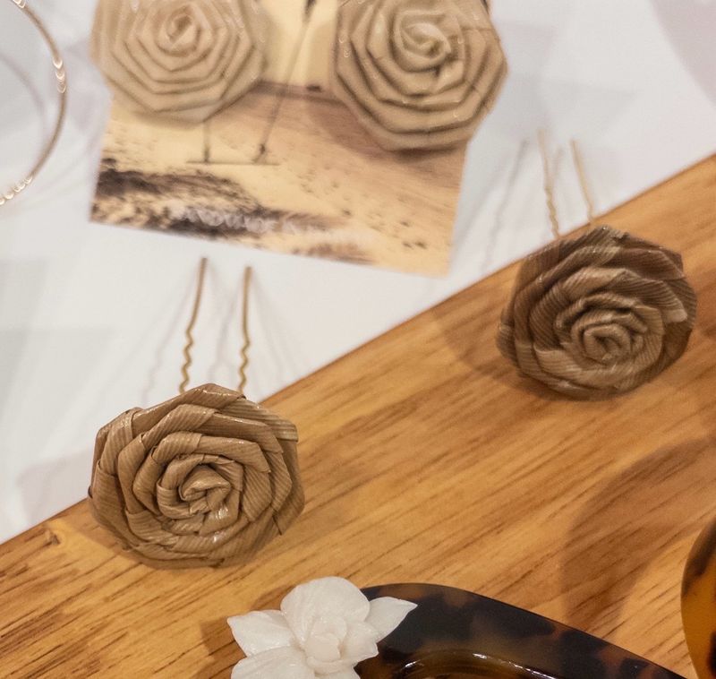 Dark Lauhala Rose Hair Pin