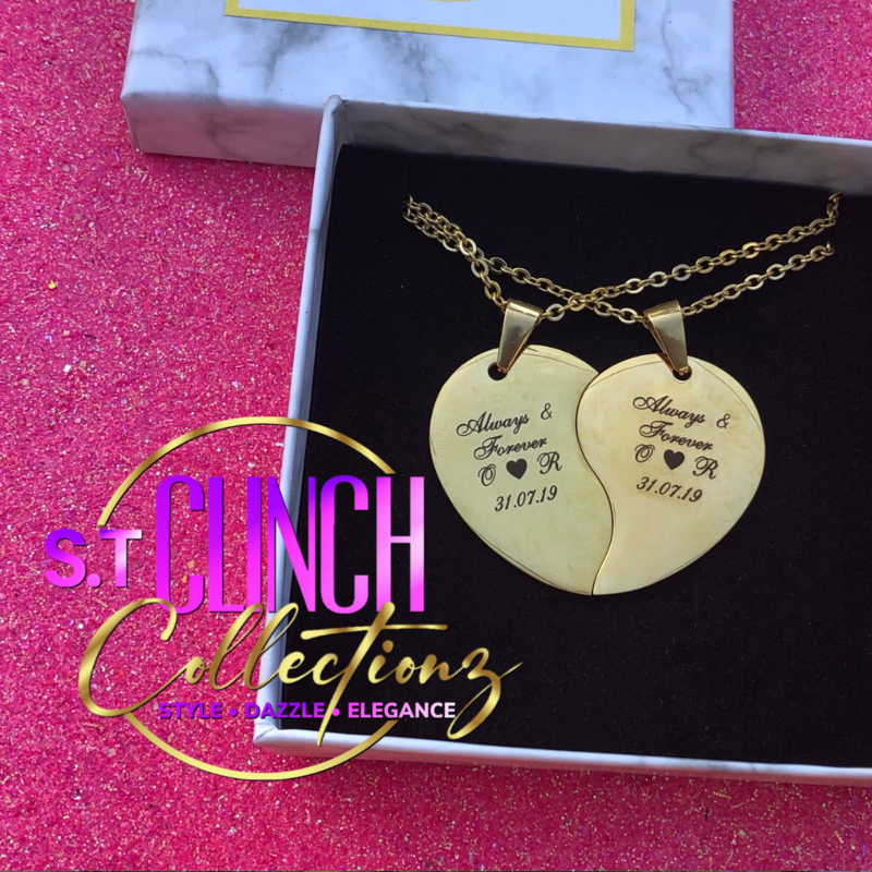 Custom Broken Heart Necklace Set