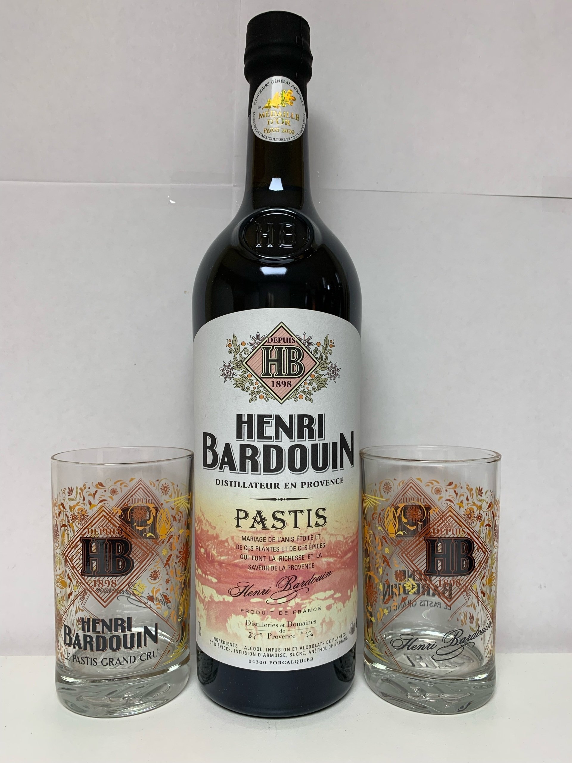 Henri Bardouin, Coffret 1 Bouteille + 2 verres, Pastis de France