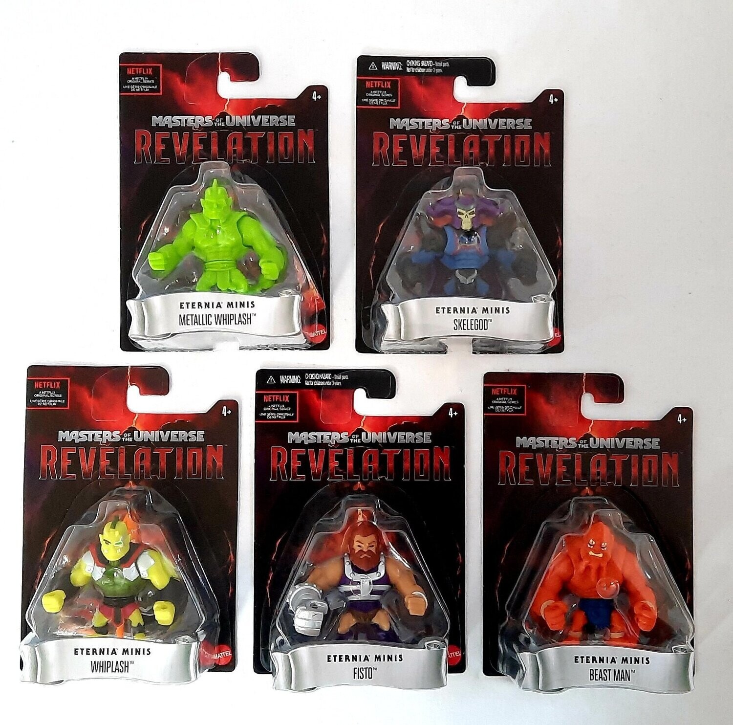MOTU Revelation Eternia Minis 5er Set Whiplash Metallic Skelegod Fisto Beast Man