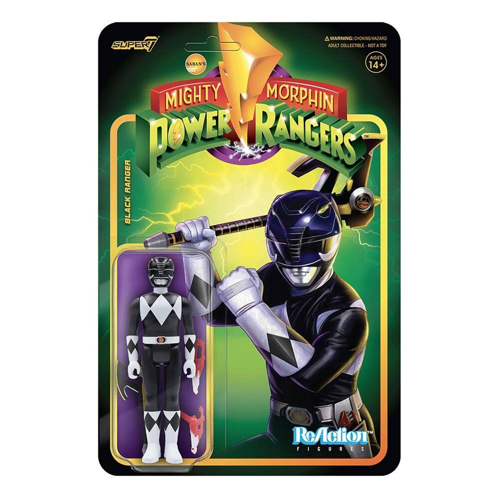 Super7 ReAction Mighty Morphin Power Rangers Black Ranger Figur 10 cm