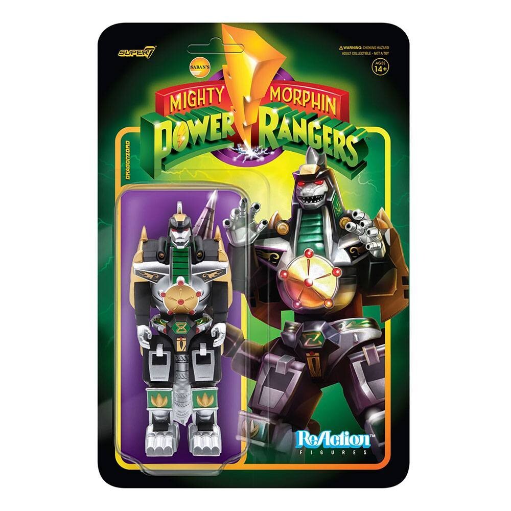 Super7 ReAction Mighty Morphin Power Rangers Dragonzord Figur 15 cm