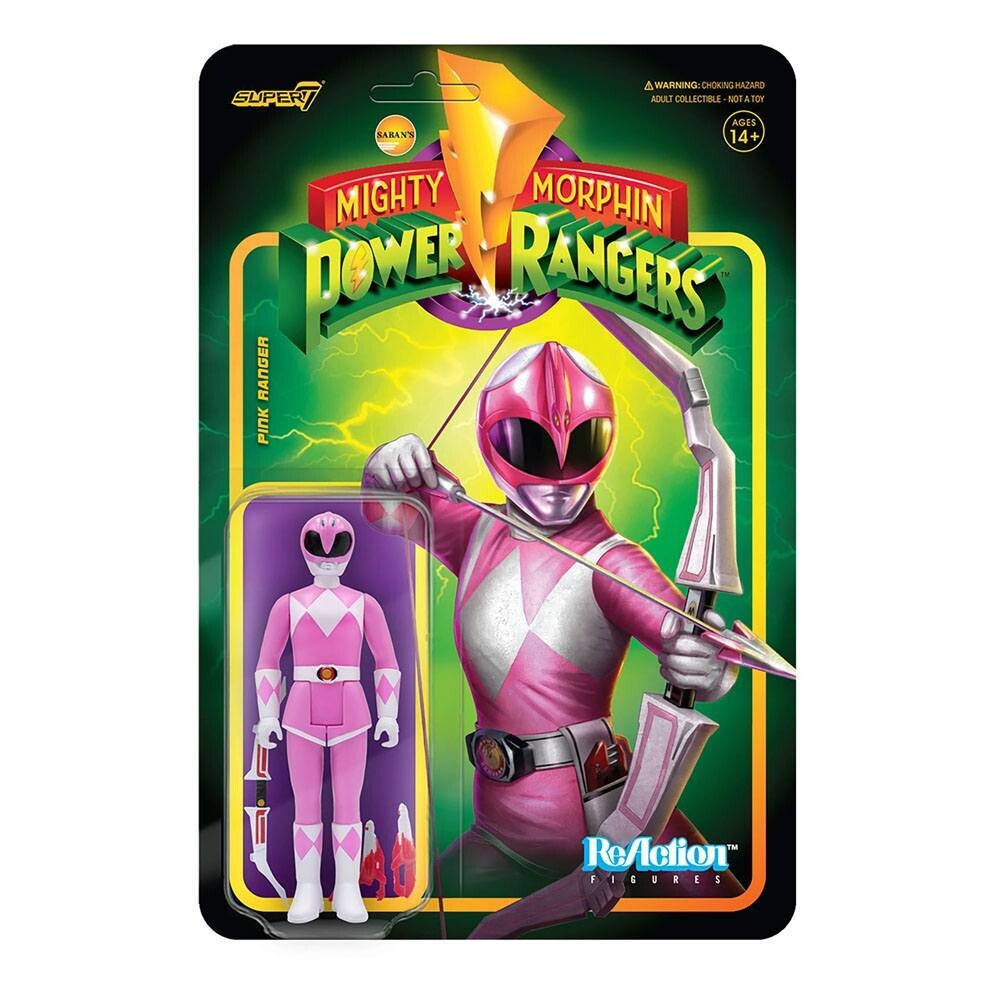 Super7 ReAction Mighty Morphin Power Rangers Pink Ranger Figur 10 cm
