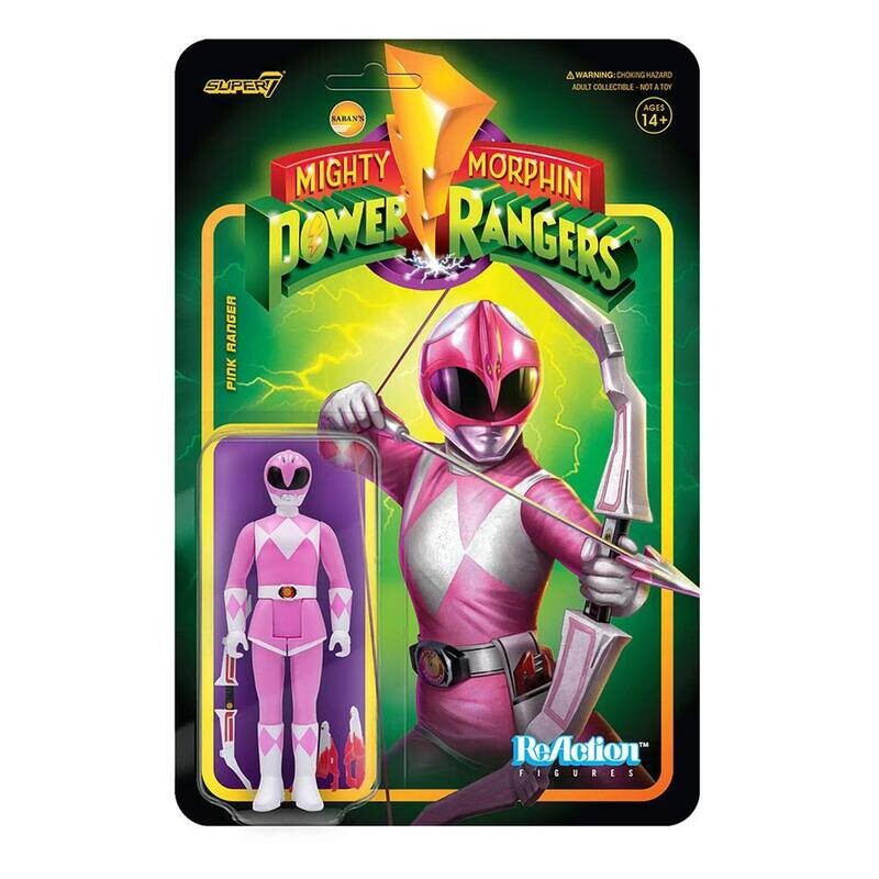 Super7 ReAction Mighty Morphin Power Rangers Pink Ranger Figur 10 cm