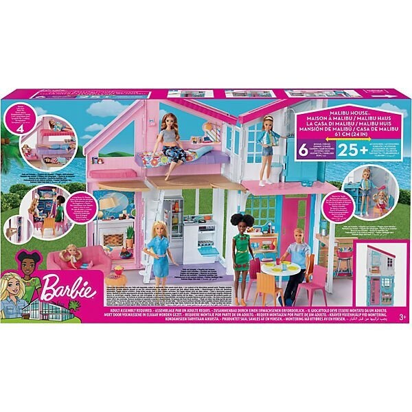 Mattel Barbie Malibu Haus, Puppenhaus, Barbie Stadthaus Mit Zubehör