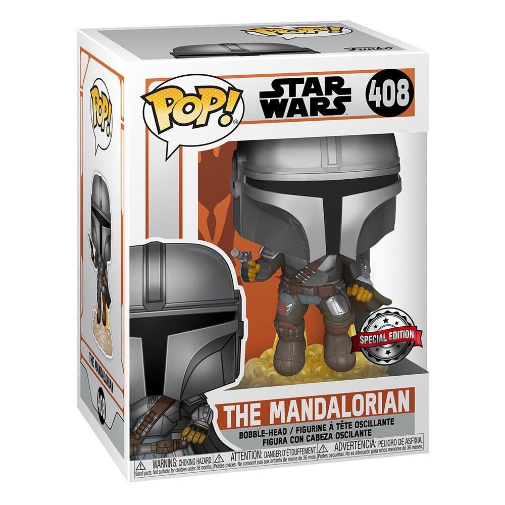 Funko POP! Star Wars The Mandalorian Mando Flying with Blaster Vinyl Figur