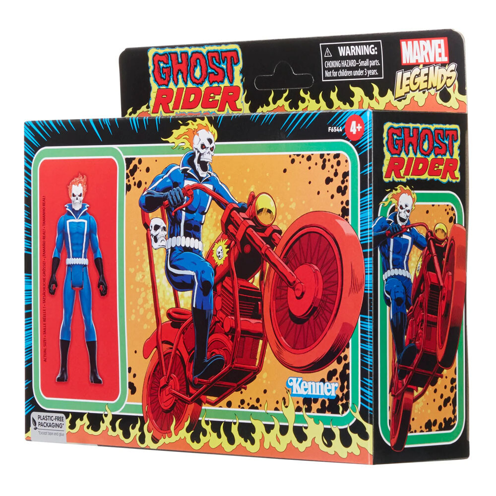 Hasbro Marvel Legends Retro Collection Actionfigur mit Fahrzeug Ghost Rider 10 cm