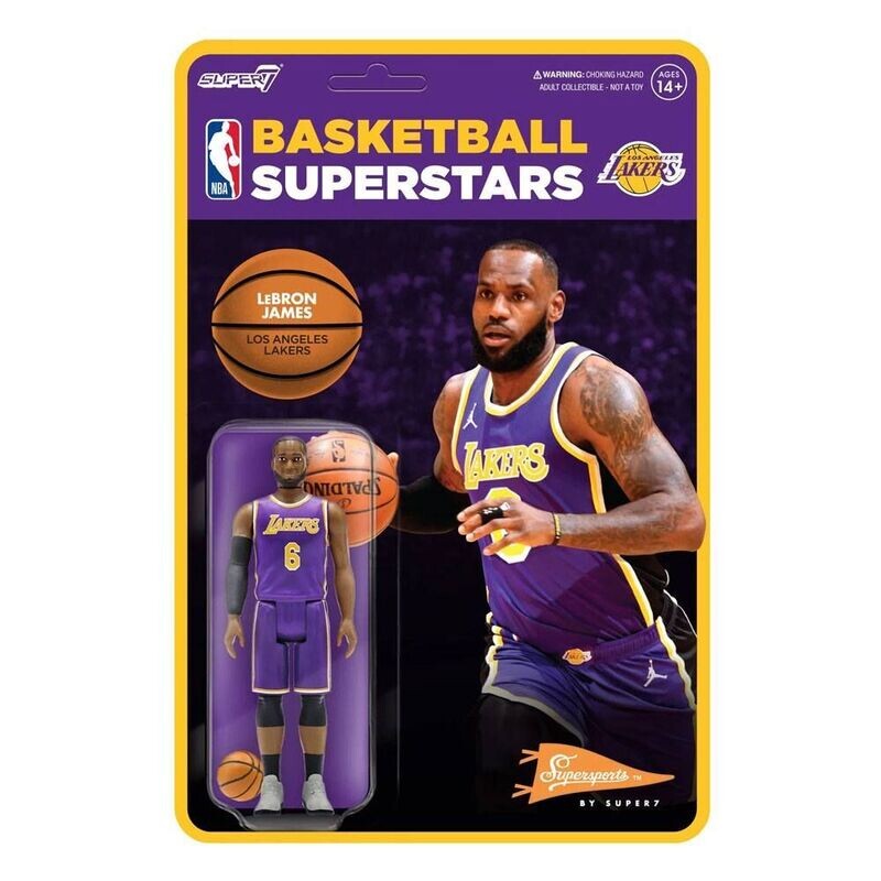 Super7 ReAction NBA LeBron James Actionfigur (L.A. Lakers) Purple 10 cm