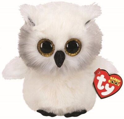 TY Beanie Baby Boo - Austin White Owl - Plüschfigur ca. 15 cm