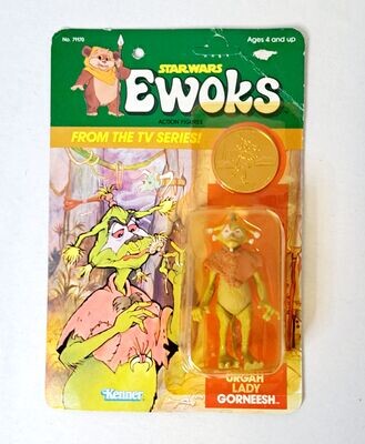 Kenner Star Wars Ewoks Urgah Lady Gorneesh Vintage Figur Coin MOC OVP