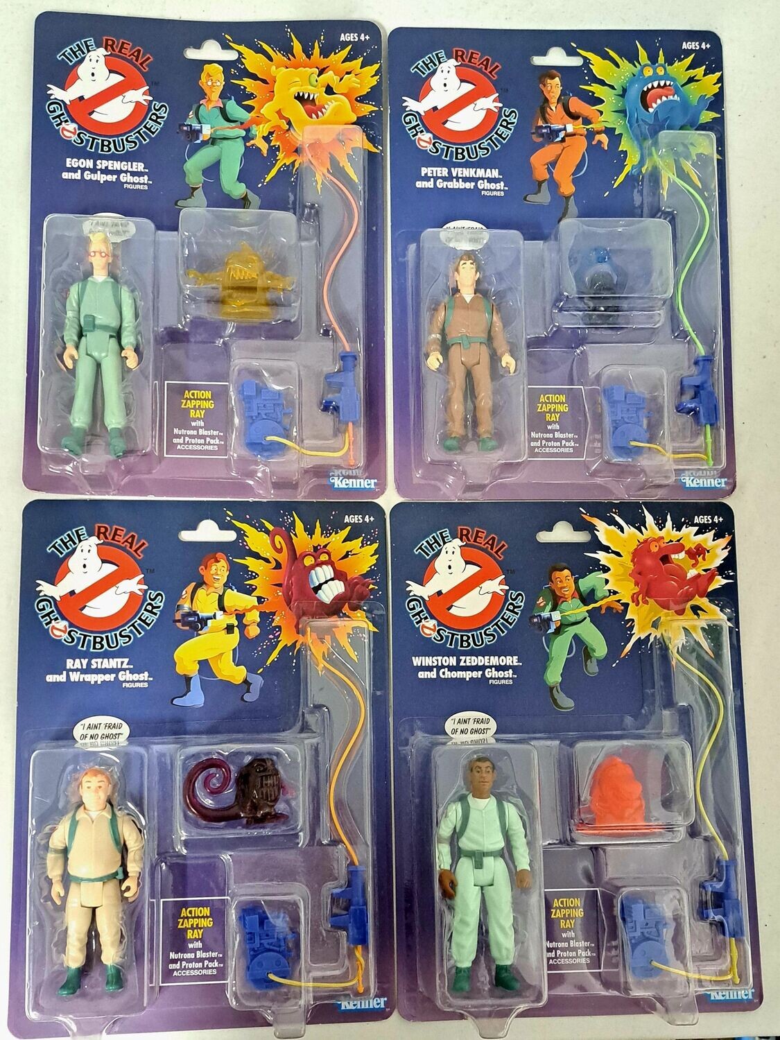 The Real Ghostbusters Kenner Wave 1 ALLE 4 Egon, Rey, Peter & Winston
