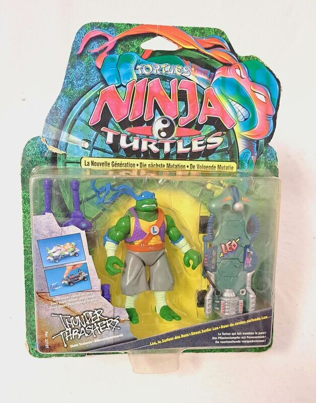 Playmates Bandai Ninja Turtles The Next Mutation Leonardo Street Surfin 1997 MOC