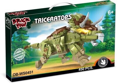 OPEN-BRICKS - OB-WS0451 Dinosaurier Triceratops 450 Teile Klemmbausteine