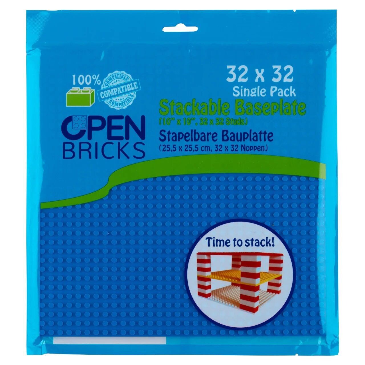 OPEN BRICKS Baseplate Bauplatte 32x32 Noppen blau