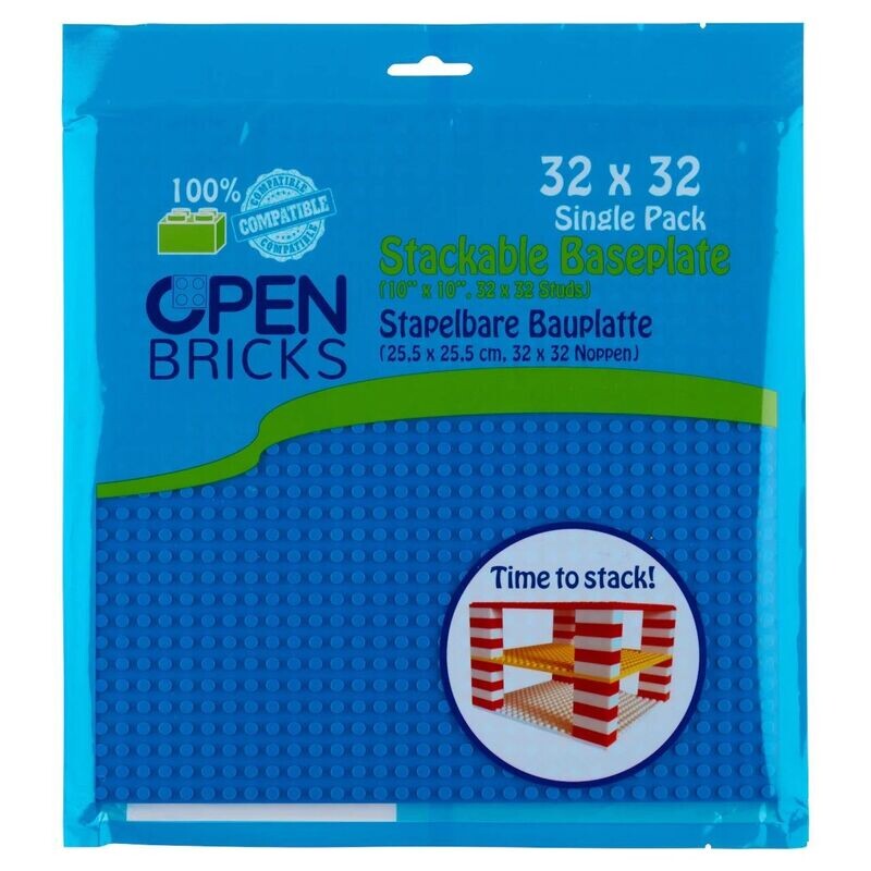OPEN BRICKS Baseplate Bauplatte 32x32 Noppen blau
