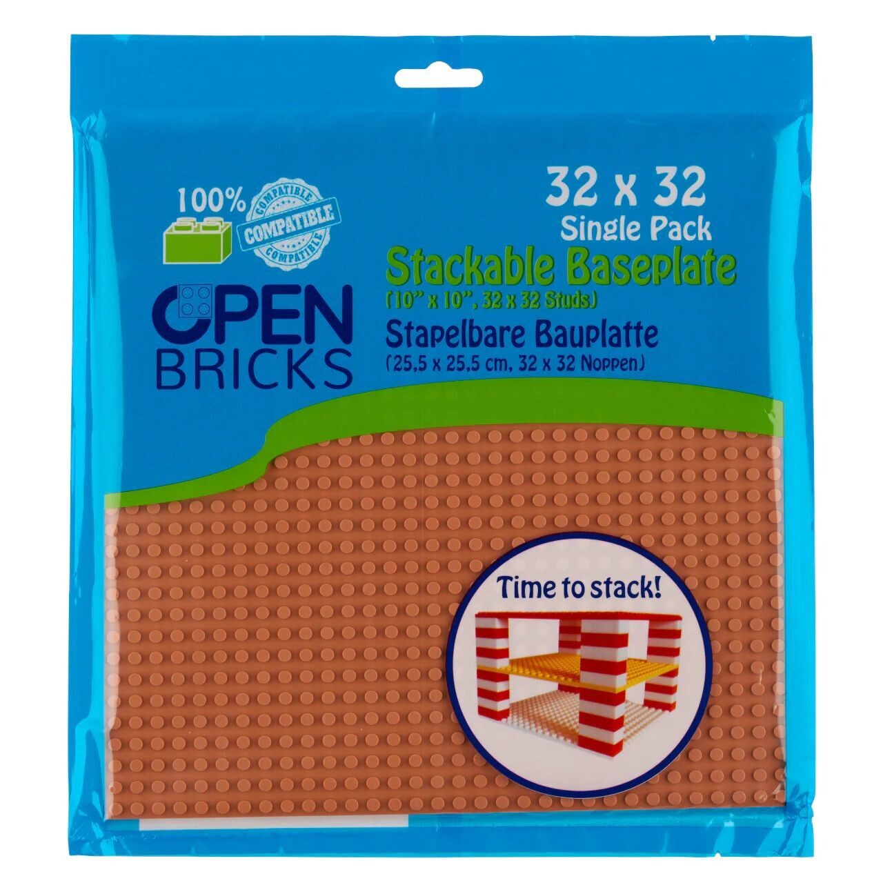 OPEN BRICKS Baseplate Bauplatte 32x32 Noppen hellbraun