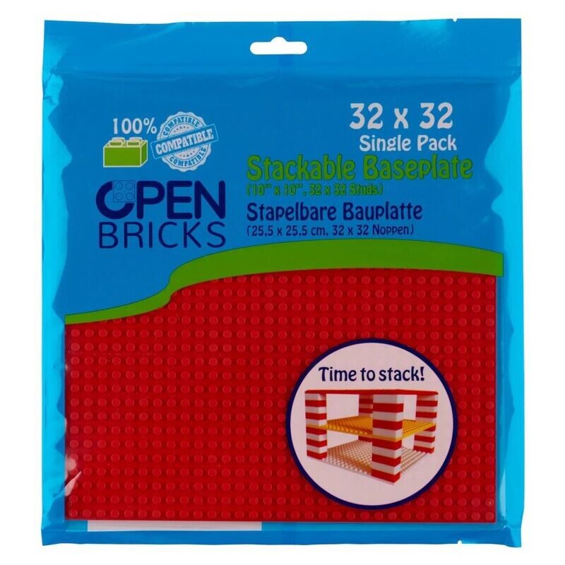 OPEN BRICKS Baseplate Bauplatte 32x32 Noppen rot