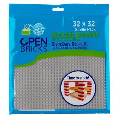 OPEN BRICKS Baseplate Bauplatte 32x32 Noppen hellgrau
