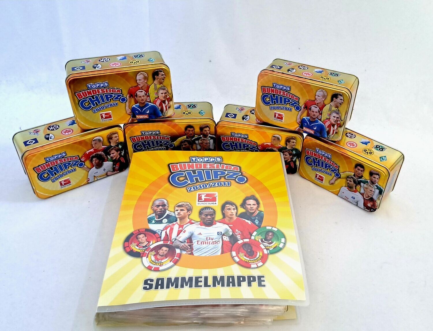 Topps Bundesliga Chipz 2010/11 Sammelmappe KOMPLETT inkl. Limitierte Auflage Tin