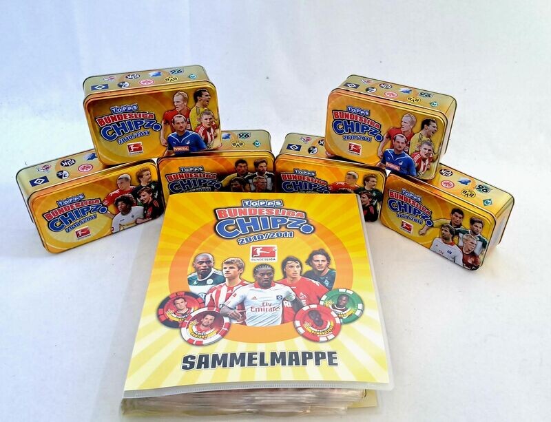 Topps Bundesliga Chipz 2010/11 Sammelmappe KOMPLETT inkl. Limitierte Auflage Tin