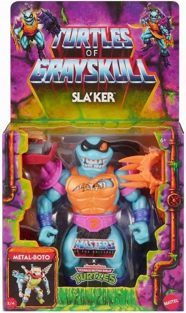 MOTU X TMNT Turtles of Grayskull Sla´ker Actionfigur 14 cm MISB NEU OVP !